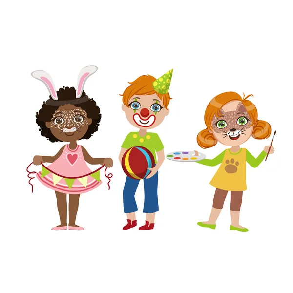 Niños con maquillaje divertido — Vector de stock