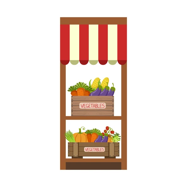 Étagère aux légumes du marché — Image vectorielle