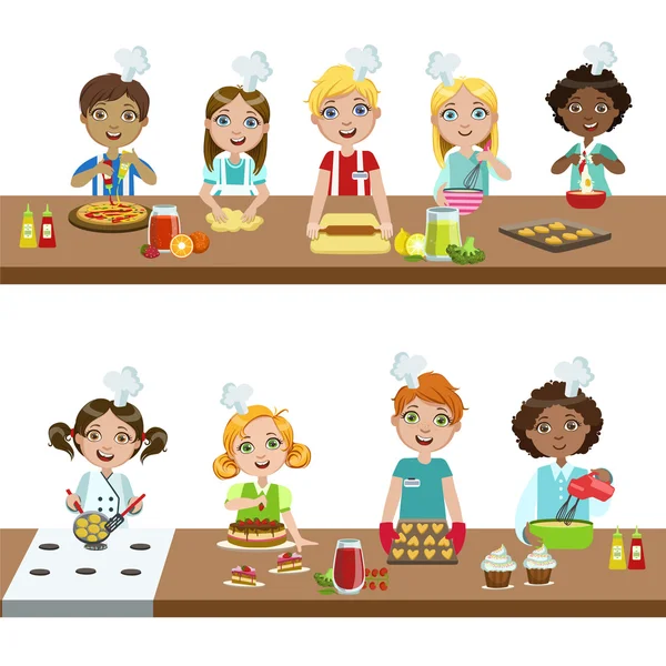 Niños en clase de cocina — Archivo Imágenes Vectoriales