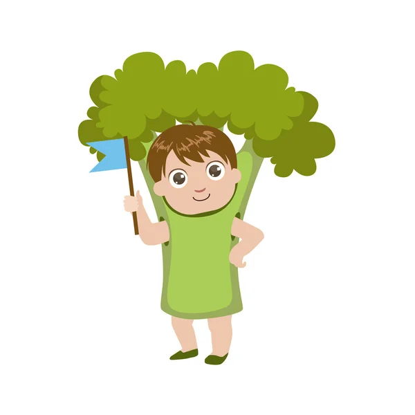 Brokoli gibi giyinmiş çocuk — Stok Vektör