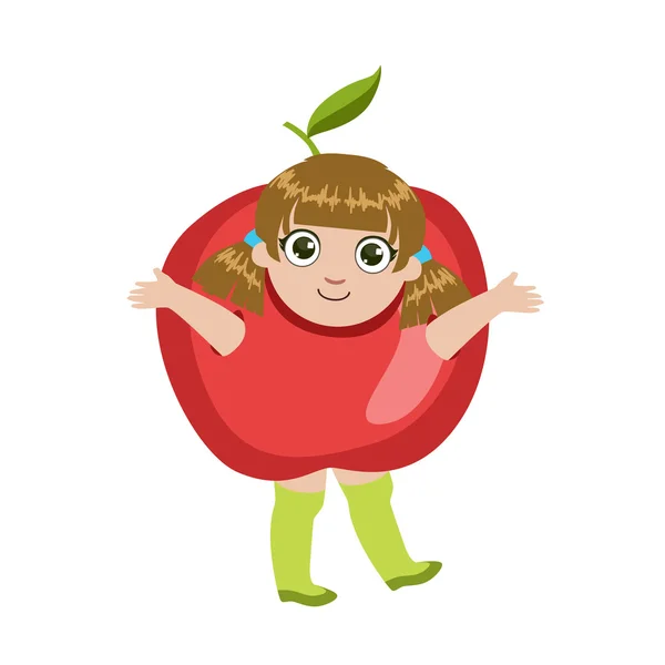 Girl Dressed As Apple — Stock Vector