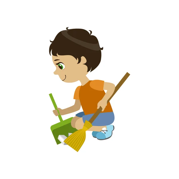 Boy Doing a Garden Clean Up — стоковый вектор