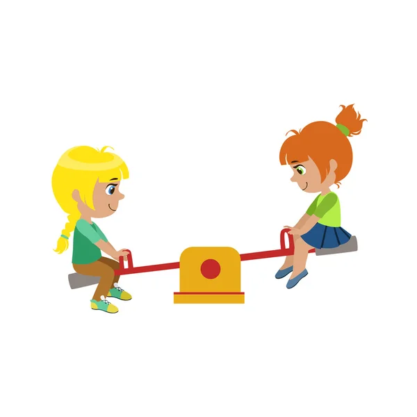 Дівчата на дитячому майданчику Seedaw — стоковий вектор