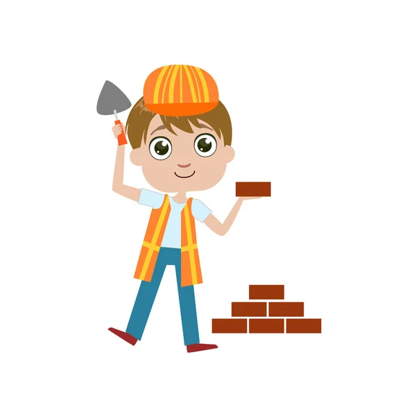 Niño futuro trabajador de la construcción — Vector de stock