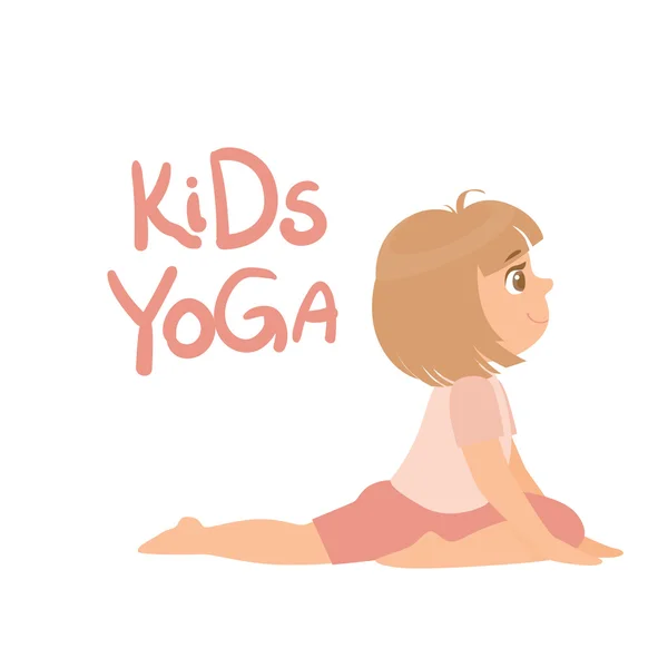 Chica en Yoga Pose con niños — Vector de stock