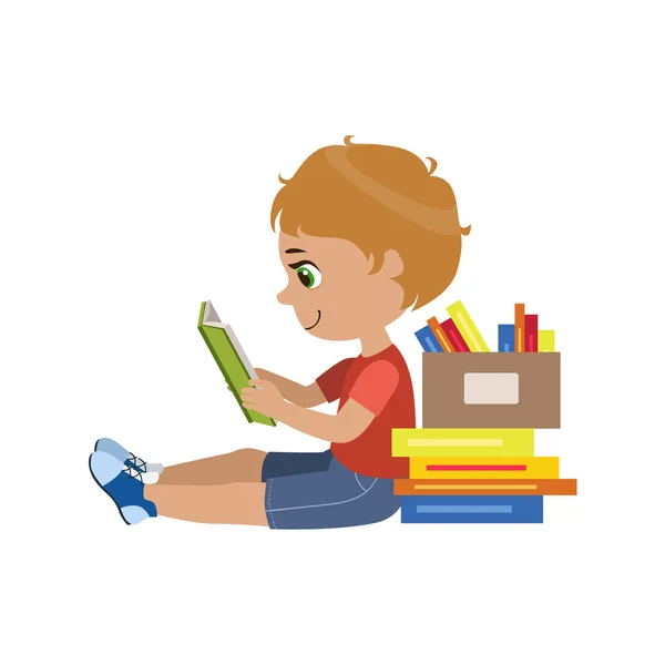 Niño leyendo un libro — Vector de stock