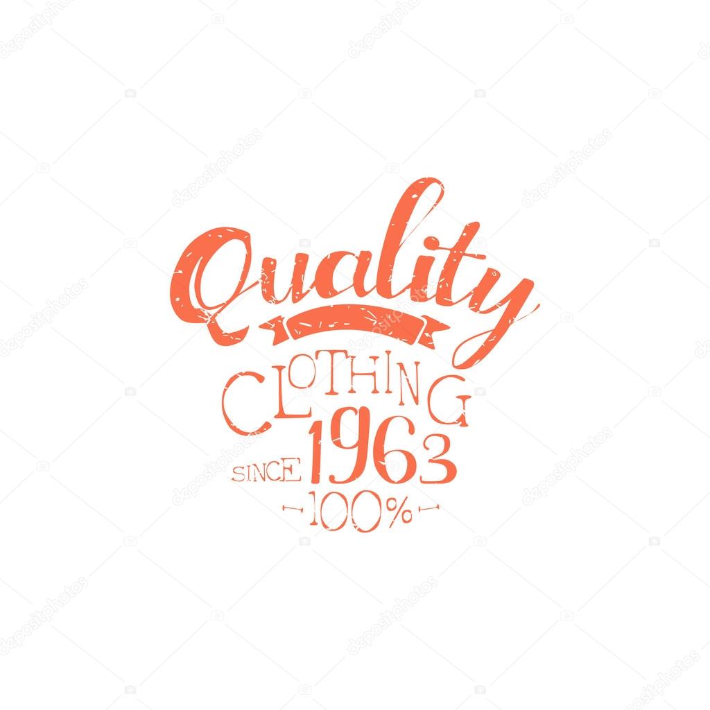 Hundred Percent Quality Clothing Vintage Emblem. Hand Drawn Vintage Vector Logo. Premium Quality Product Vintage Stamp.