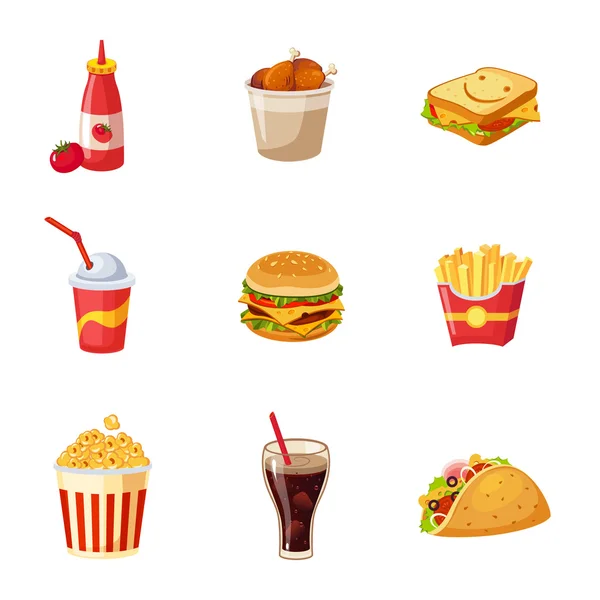 Junk Food Items Set — Stockvector