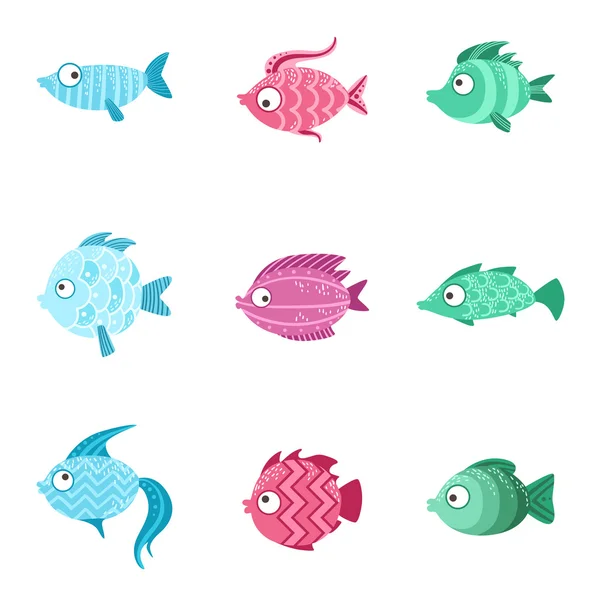 Fantástico conjunto de peixes —  Vetores de Stock