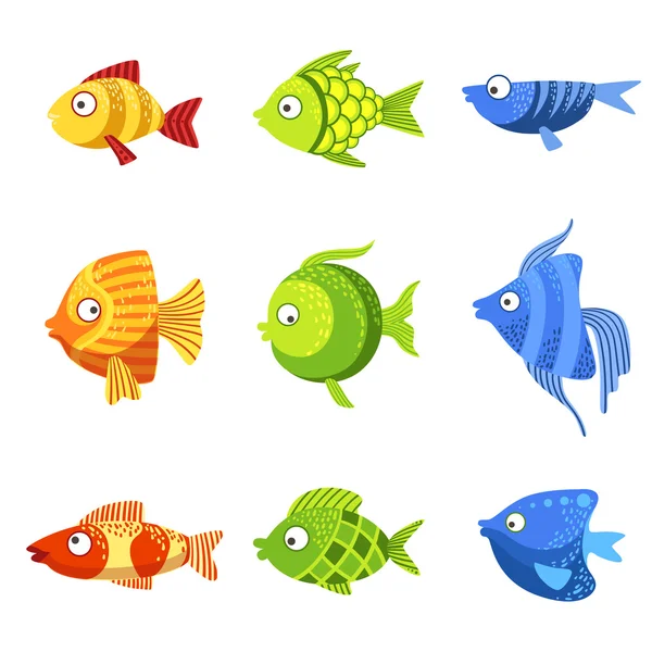 Colorful Fish Set — Stock Vector