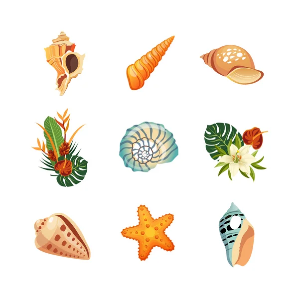 Conjunto de iconos tropicales realistas — Vector de stock