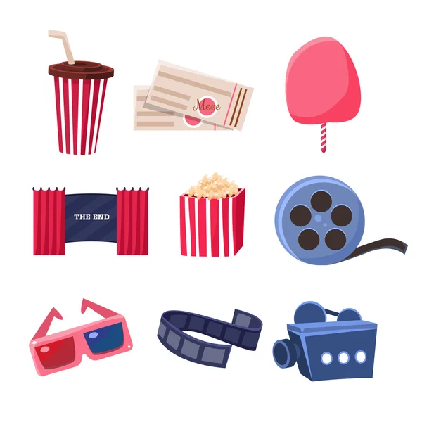 Cine conjunto de objetos relacionados — Vector de stock