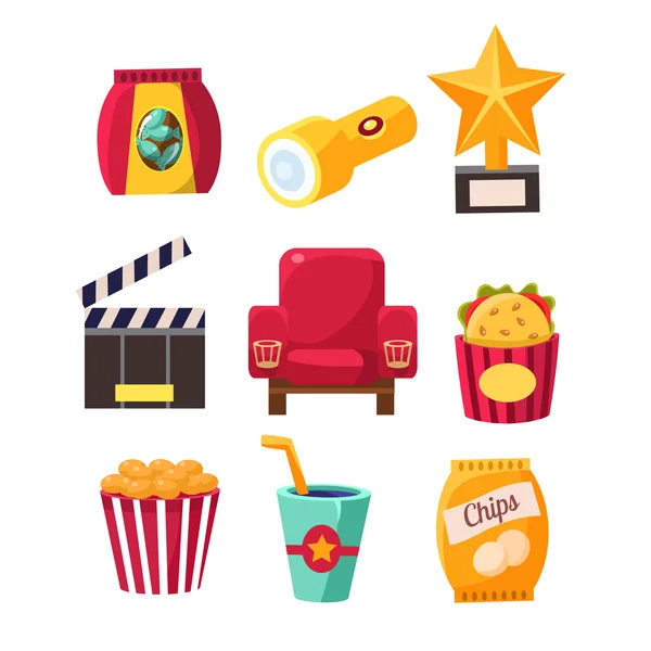 Movie Theatre gerelateerde objecten collectie — Stockvector