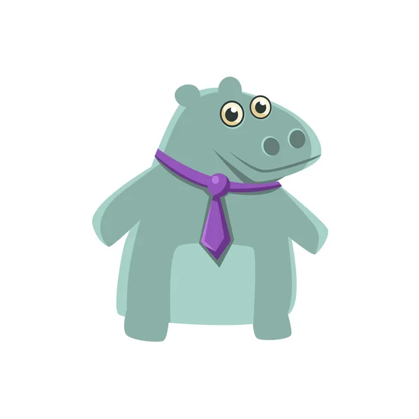 Hipopótamo usando corbata de cuello — Archivo Imágenes Vectoriales