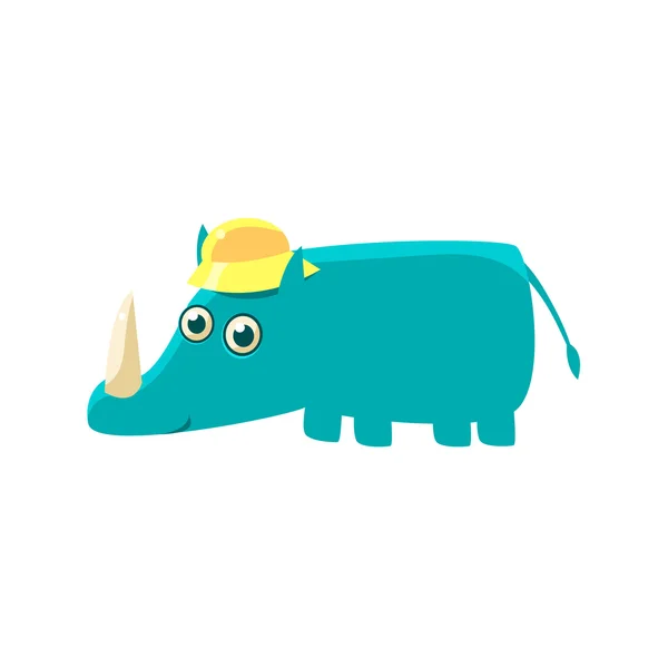 Rhino bleu dans une illustration de chapeau — Image vectorielle
