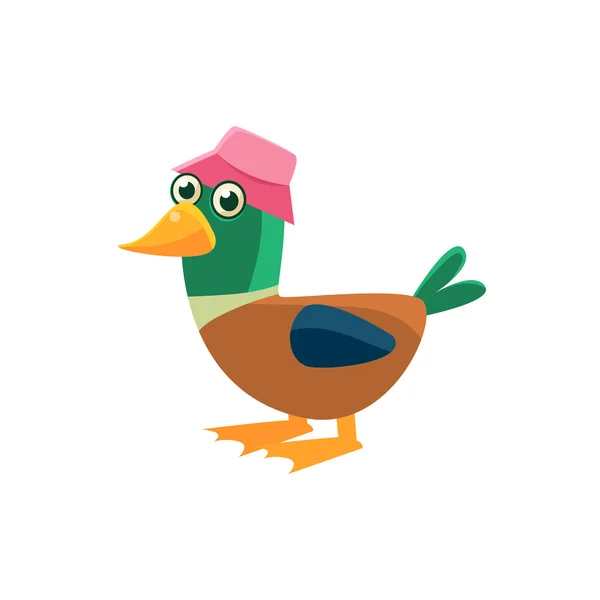 Pato con sombrero rosa — Archivo Imágenes Vectoriales