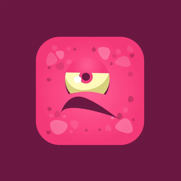 Monstre rose grincheux Emoji Icône — Image vectorielle