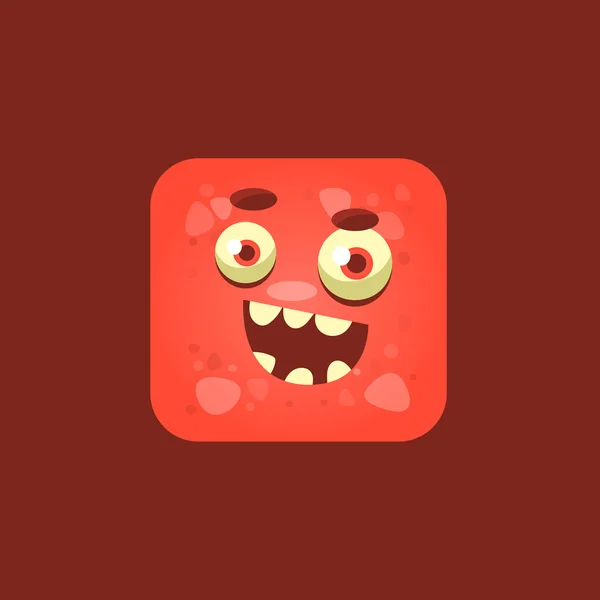 Cheeky Red Monster Emoji Icon — Stock Vector
