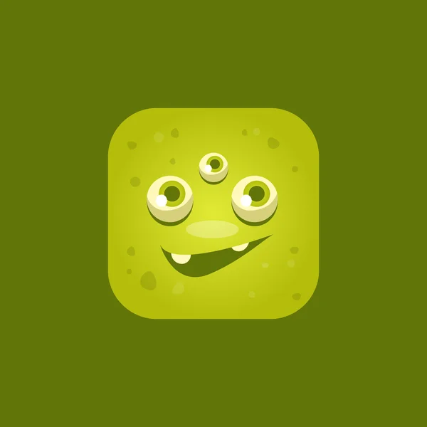 Sorrindo Monstro Verde Ícone Emoji — Vetor de Stock