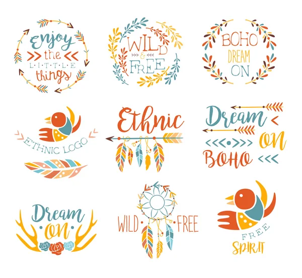 Logotipo Boho Banner Set — Vector de stock