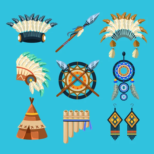 Amérindiens culture indienne Set — Image vectorielle