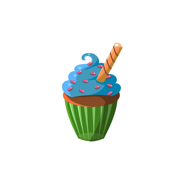 Süße Cupcake mit blauer Sahne — Stockvektor