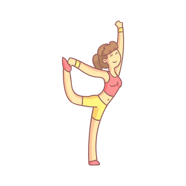 Fille faisant debout arc posture de yoga — Image vectorielle