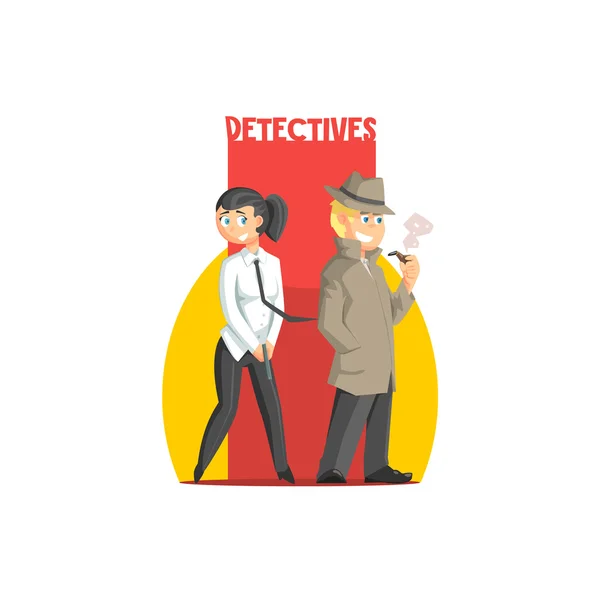 Detectives privados Pareja Banner — Archivo Imágenes Vectoriales