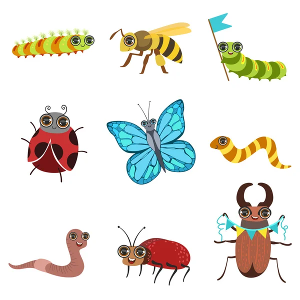 Insect Cartoon Images Set — Stock Vector