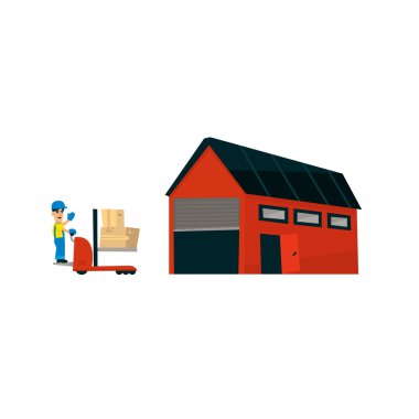 Forklift makine depoya sürüş işçi