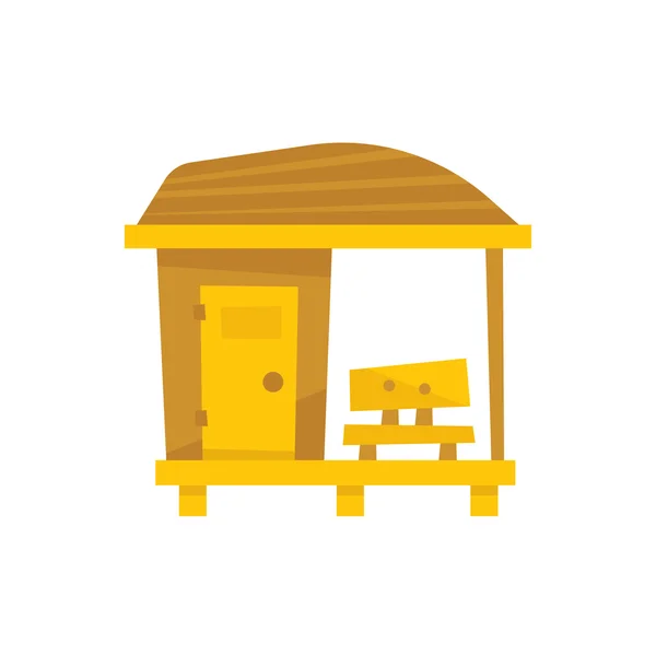Malé dřevěné plážové kabiny s Bench — Stockový vektor