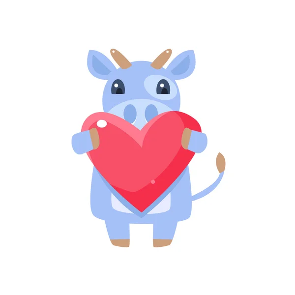 Kuh mit rosa Herz — Stockvektor