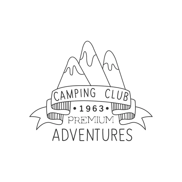 Винтажный герб клуба Premium Camping Club — стоковый вектор