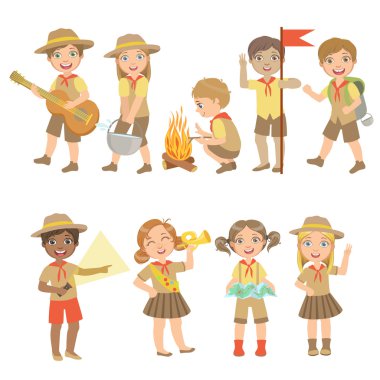 Kids Scouts Hiking Set clipart