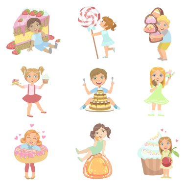 Çocuklar ve dev tatlılar Set