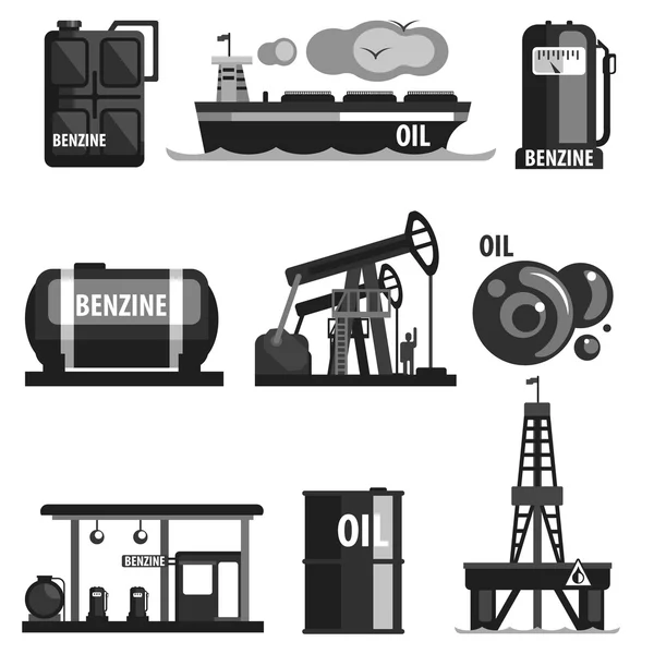 Oil Production Set Of Icons — Stock Vector