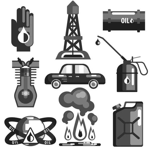 Conjunto de iconos de petróleo y gasolina — Vector de stock