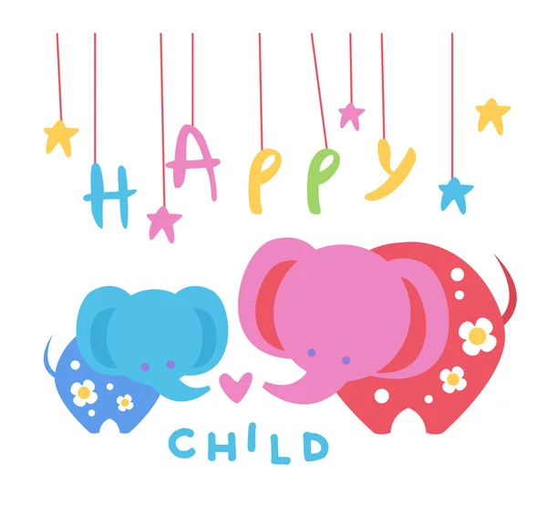 Glückliche Kinderkulisse Illustration mit Elefanten — Stockvektor