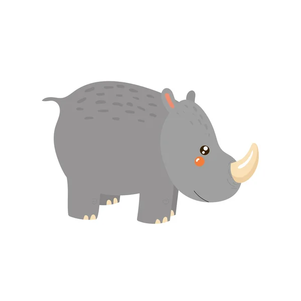 Rhinoceros Realistic Childish Illustration — Stock Vector