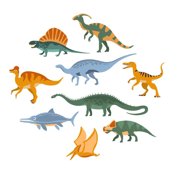 Conjunto de dinosaurios del período jurásico — Vector de stock