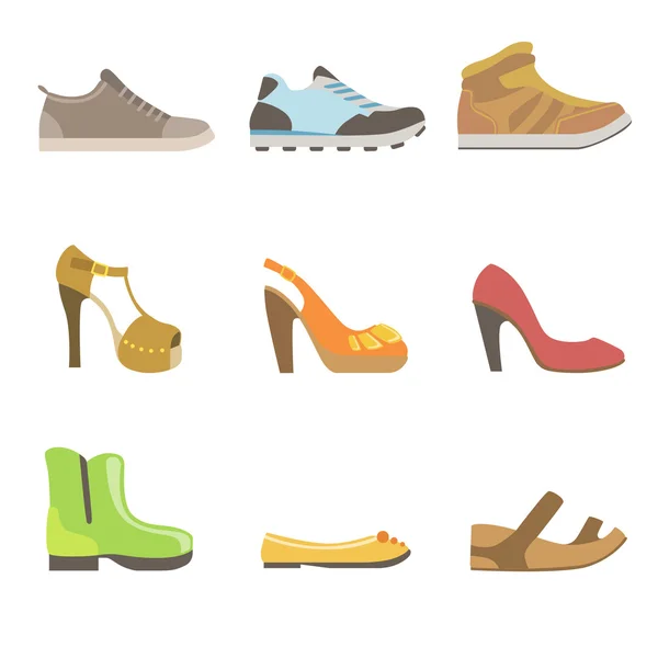 Juego de zapatos diferentes — Vector de stock