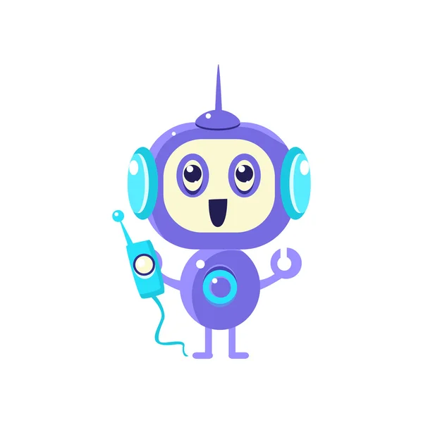 Robot heureux avec radio — Image vectorielle