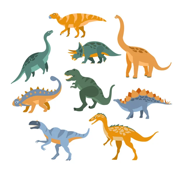 Ensemble de différentes espèces de dinosaures — Image vectorielle