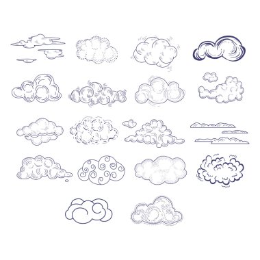 Farklı bir stil elle çizilmiş bulutlar ayarla