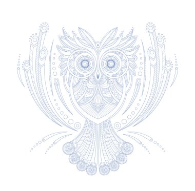 Baykuş boyama kitabı sayfa Doodle Zen stilize