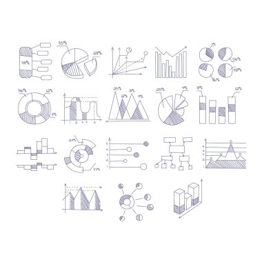 Elle çizilmiş grafik kümesi farklı türü