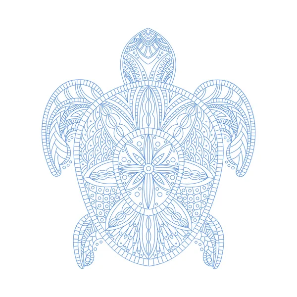 Kaplumbağa kitap sayfa boyama Doodle Zen stilize — Stok Vektör