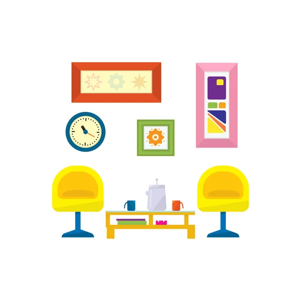 Muebles de salón de estilo moderno — Vector de stock