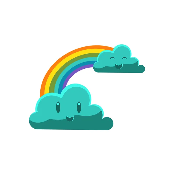 虹と接続されている 2 つの雲 — ストックベクタ