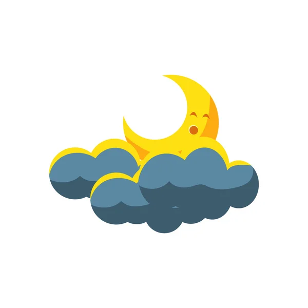 月の暗い雲で三日月寝て — ストックベクタ